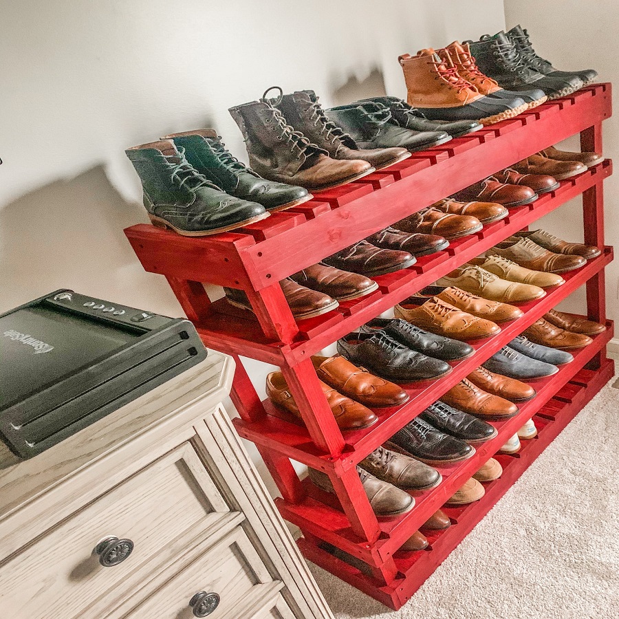 wooden homemade diy shoe rack