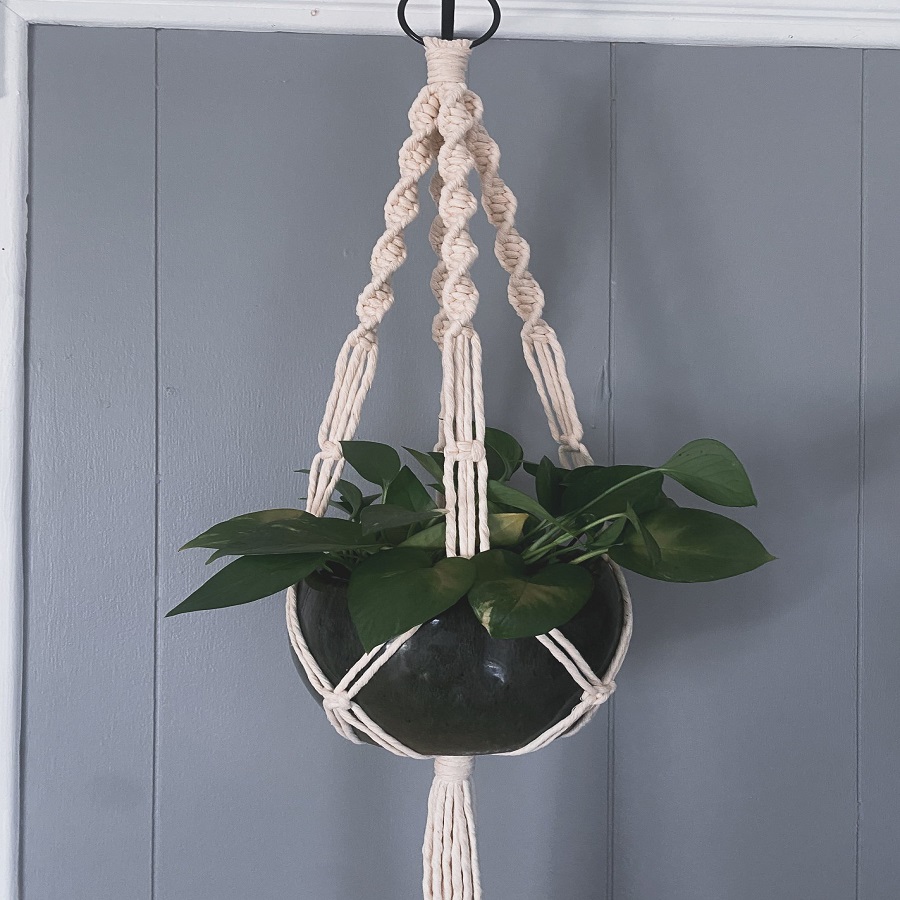 step by step rope plant hanger diy